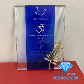 Cúp pha lê cành cọ vàng M68
