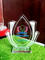Kỷ niệm chương pha lê hoa sen M36 in khắc đẹp nhất